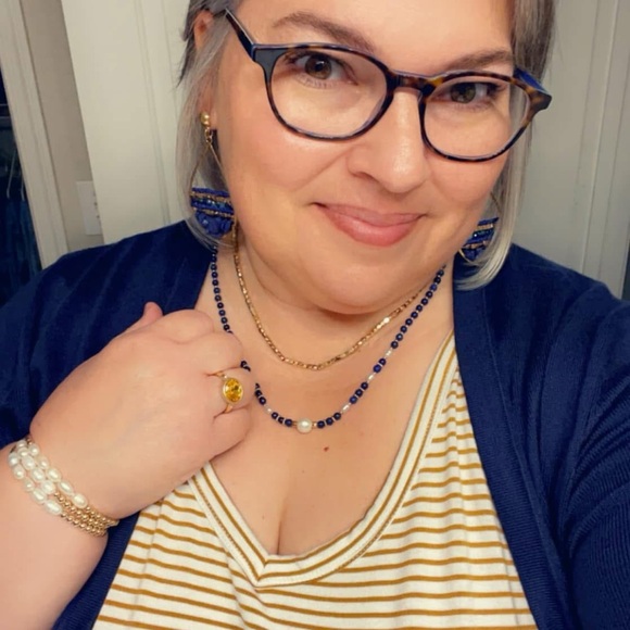 Shimmering Gold Faceted Station Necklace for Women - Picture 3 of 3